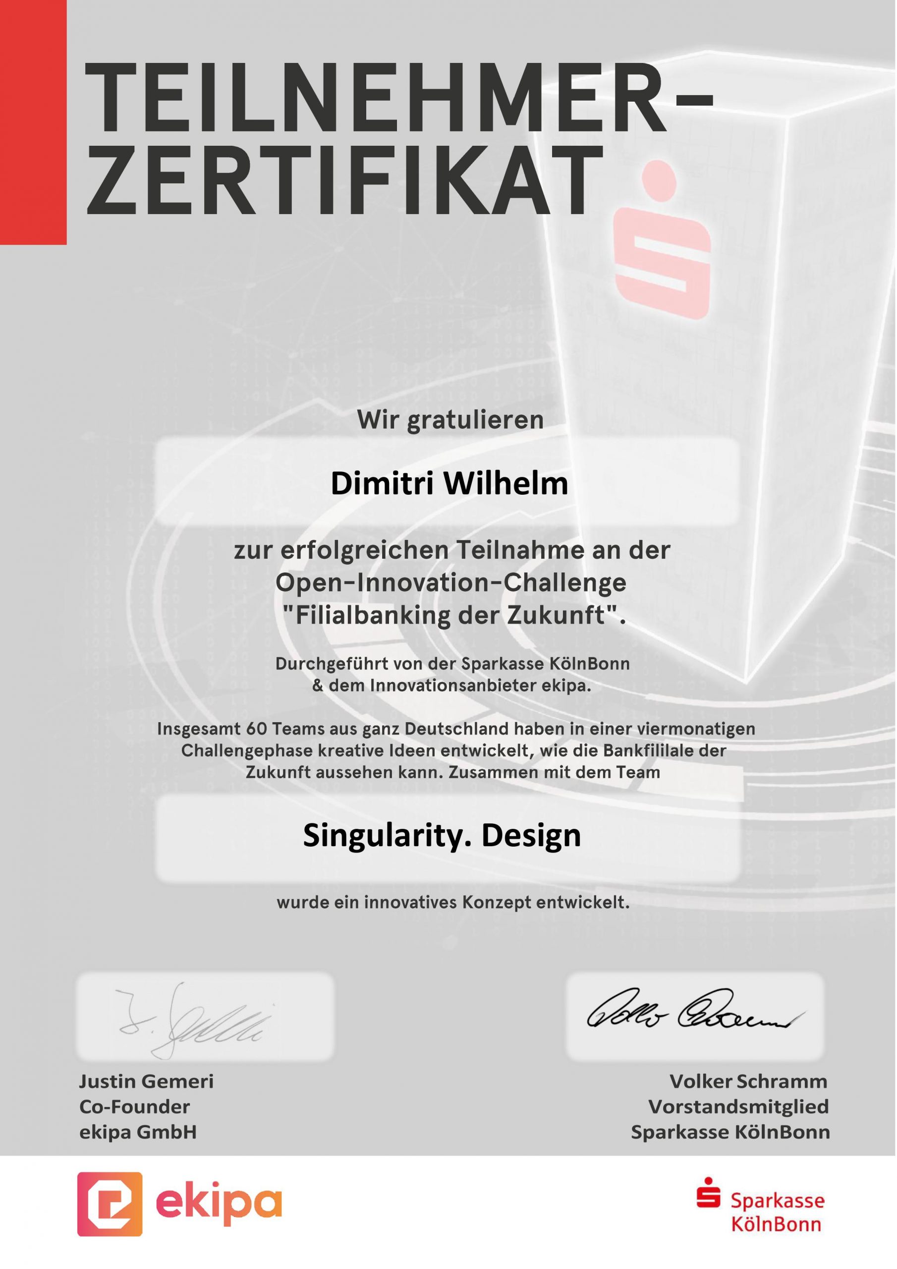 Dimitri Wilhem Sparkassen Zertifikat